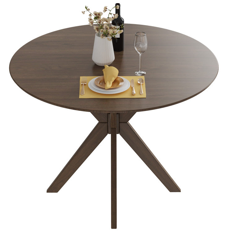 35 Inch Modern round Wood Dining Table with Solid Legs