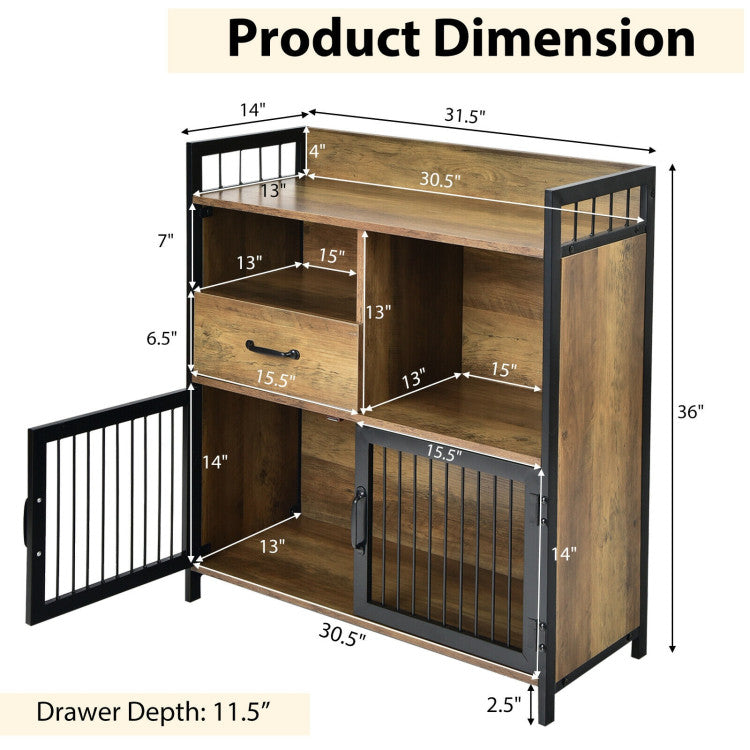 Buffet Cabinet with Drawer and Wood Storage Shelf for Kitchen