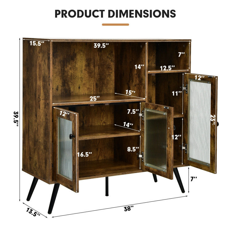 Buffet Storage Cupboard with Glass Door and Adjustable Shelves