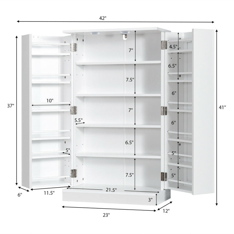 17-Tier Kitchen Pantry Cabinet with 2 Doors and 6 Adjustable Shelves