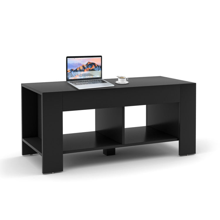 2-Tier Wood Coffee Table Sofa Side Table with Storage Shelf