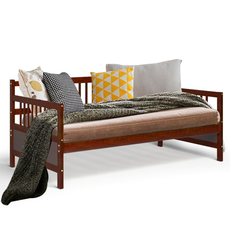 Modern Twin Size Daybed Frame with Wooden Slats Support