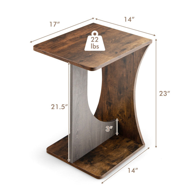 2-Tier Retro Compact End Table for Living Room and Small Space