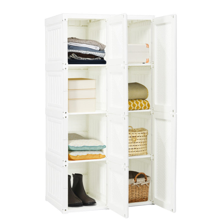 Foldable Armoire Wardrobe Closet with 8/10/12 Cubes