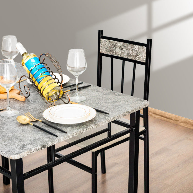 5 Pieces Faux Marble Dining Set Table