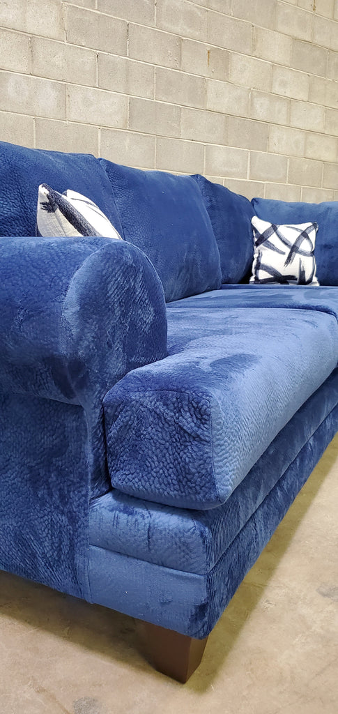 Thick Champion Fabric Blue Sectional - StafforaFurniture