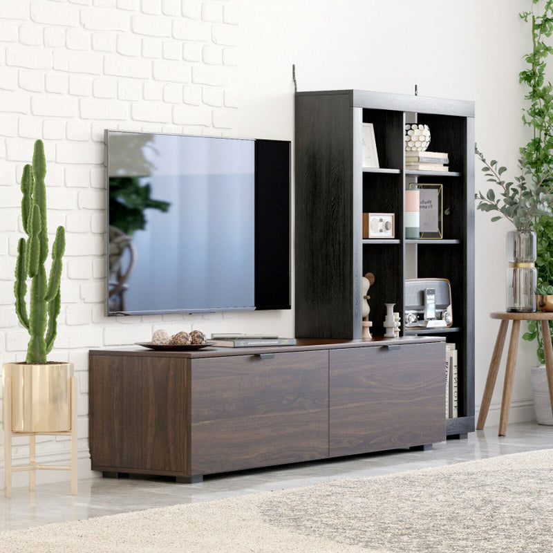 2-In-1 TV Stand with 4-Tier Bookshelf for Tvs up to 50 Inch