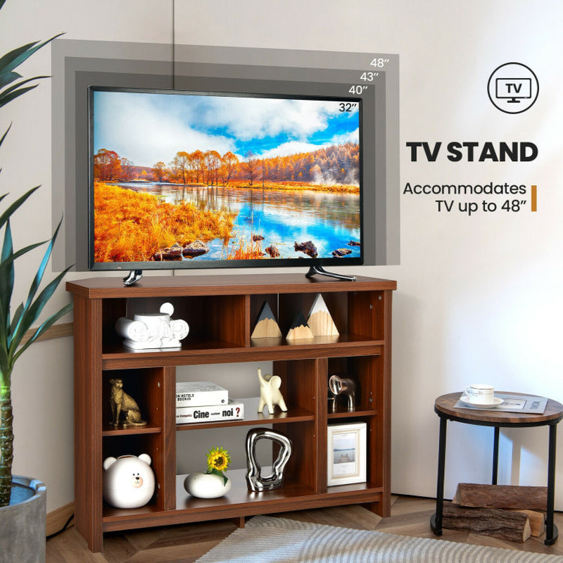 Modern Corner TV Stand with Adjustable Shelves for Tvs up to 48 Inch