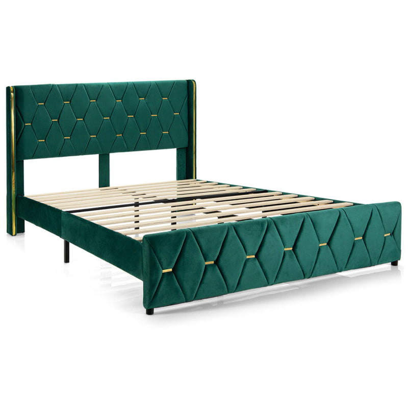 Queen/Full Size Upholstered Platform Bed Frame with Adjustable Headboard