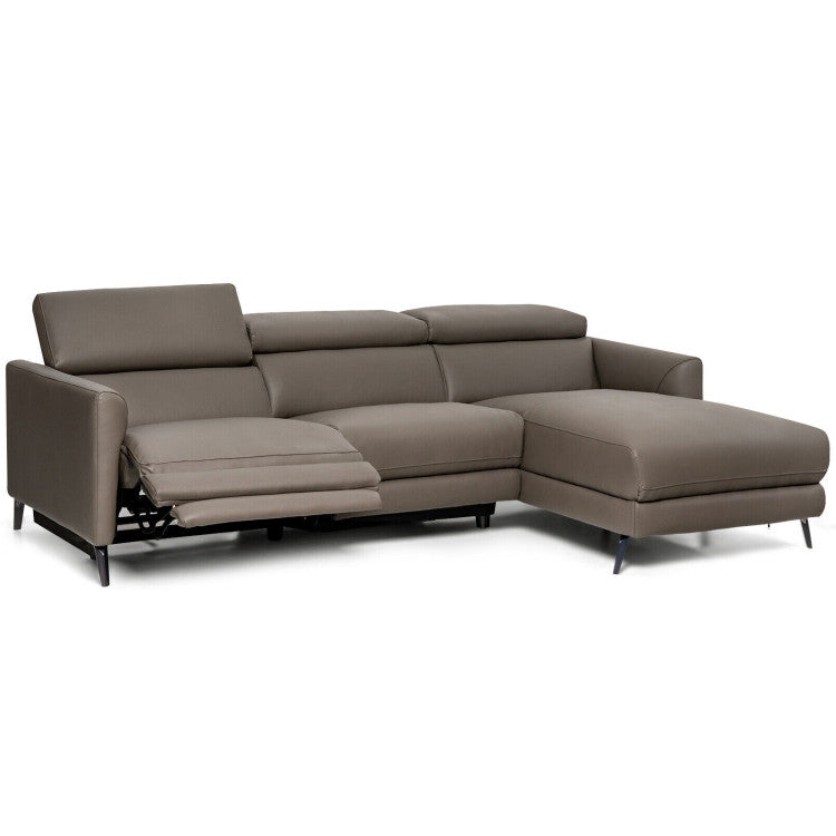 Leather Air Power Reclining Sectional Sofa with Adjustable Headrests