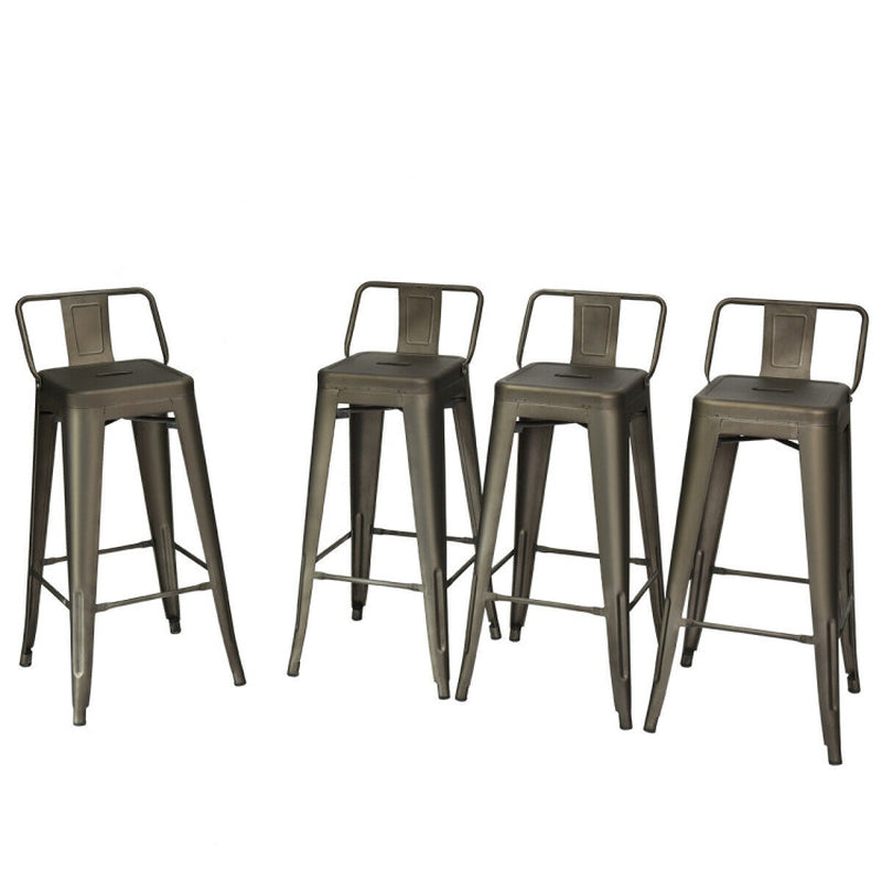 30 Inch Set of 4 Barstools with Removable Back and Rubber Feet