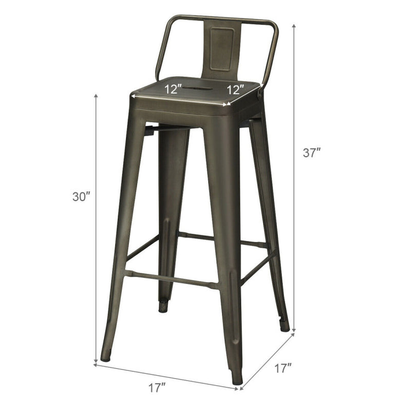 30 Inch Set of 4 Barstools with Removable Back and Rubber Feet