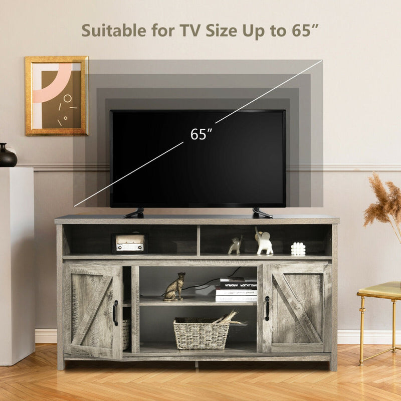 59 Inch TV Stand Media Center Console Cabinet with Barn Door for Tv'S 65 Inch