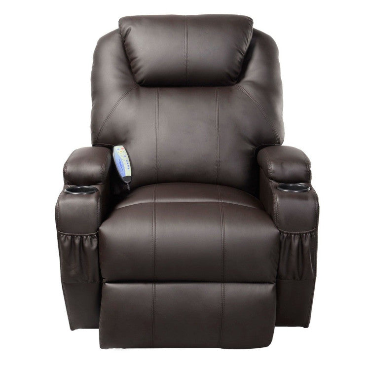 Faux Leather Heated Massage Recliner Chair with Remote