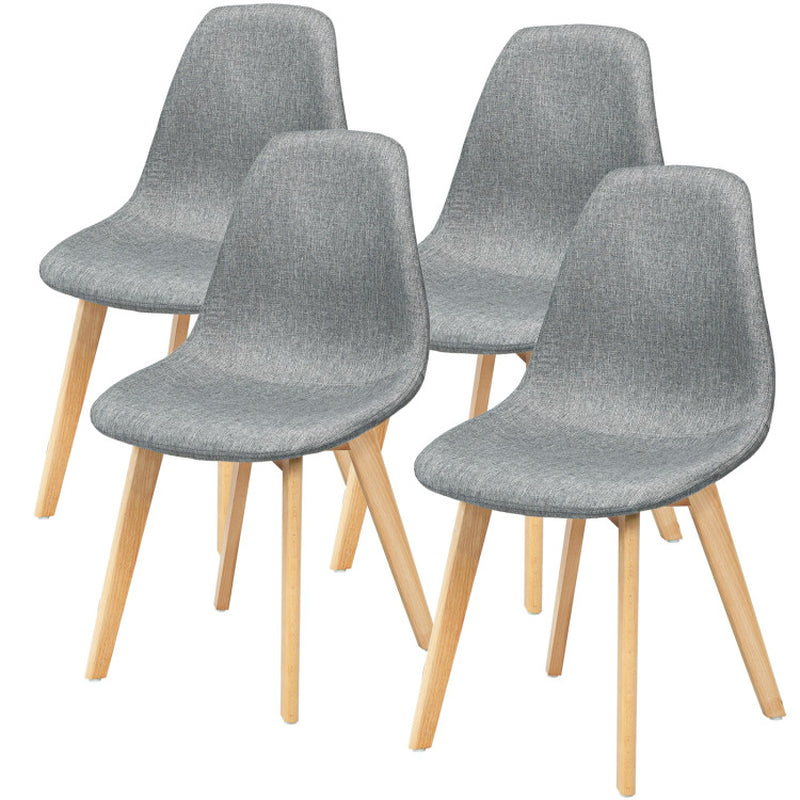 4 Pieces Modern Dining Chair Set with Wood Legs and Fabric Cushion Seat