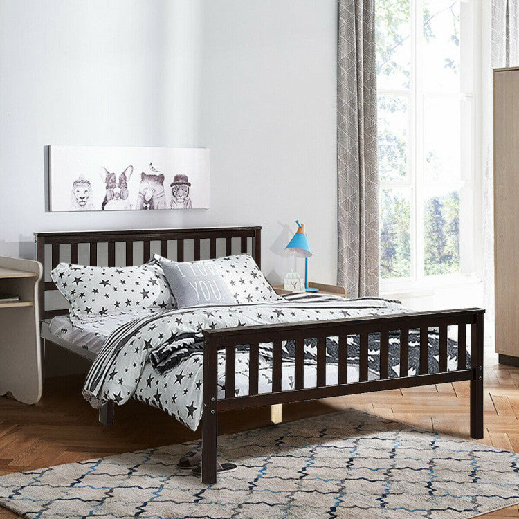 Deluxe Solid Wood Platform Bed with Headboard and Footboard