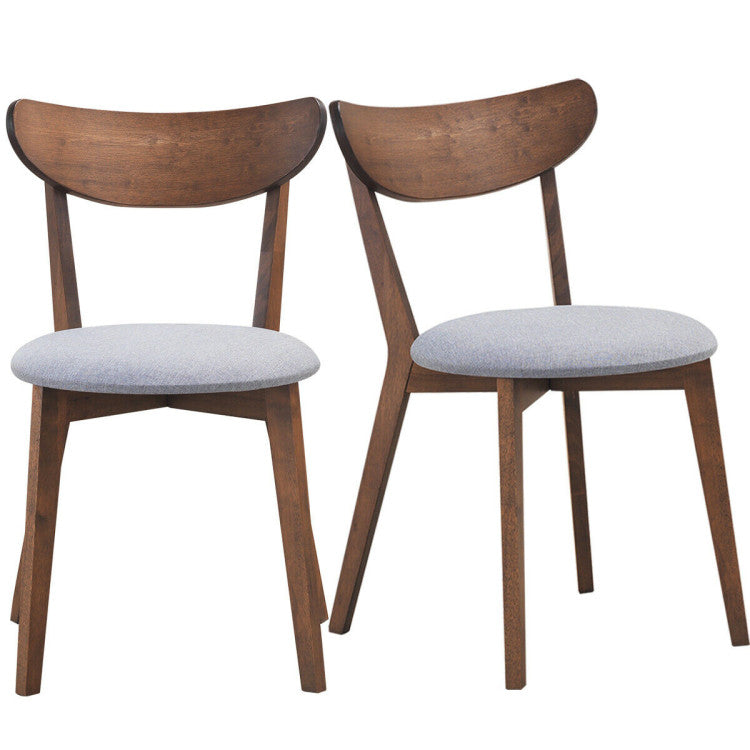 Set of 2 Dining Chairs Upholstered Curved Back Side