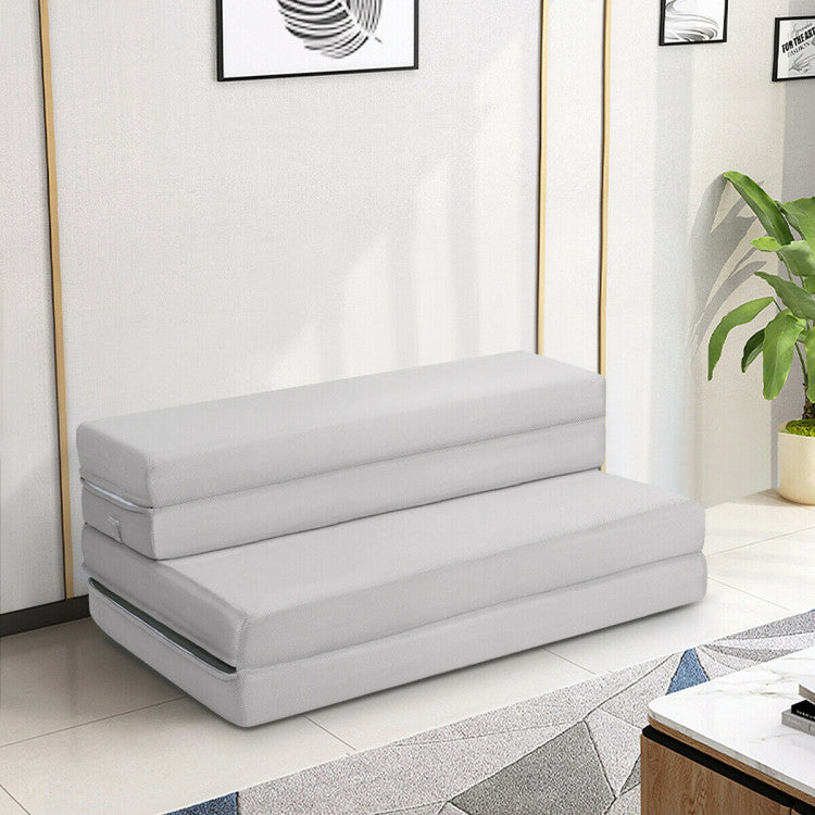 4 Inch Folding Sofa Bed Foam Mattress with Handles