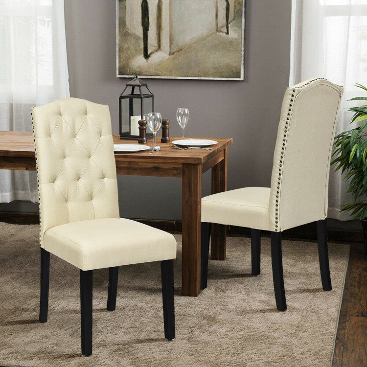 Set of 2 Modern Armless Tufted Kitchen Dining Chairs with Padded Seat