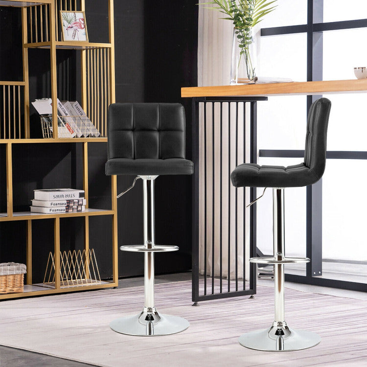 Adjustable Swivel Bar Stool with PU Leather