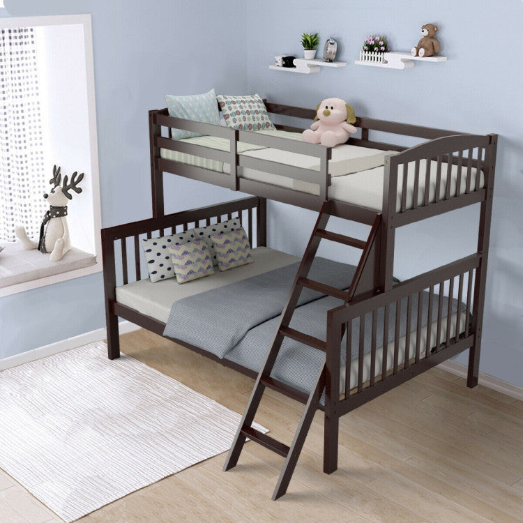 Twin over Full Bunk Bed with Ladder and Guardrail