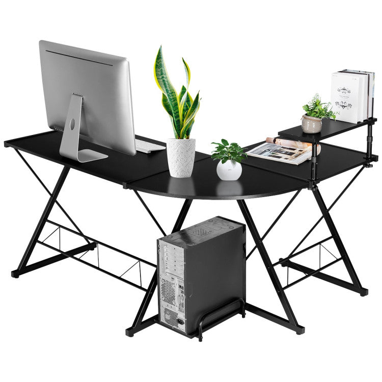 58 Inch L-Shaped Computer Desk with Movable Shelf and CPU Stand