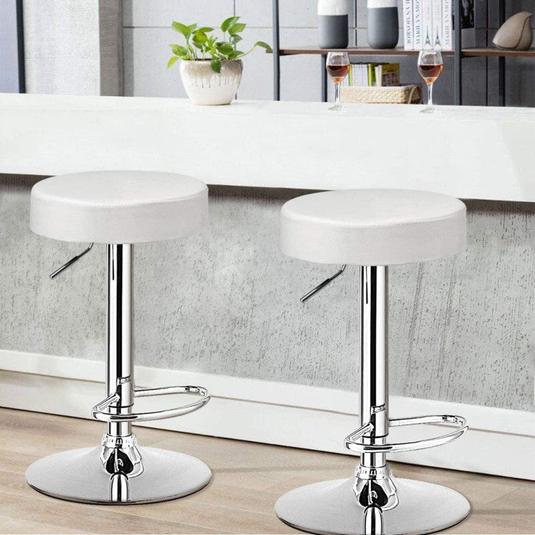 Set of 2 Adjustable Swivel round Bar Stool Pub Chairs