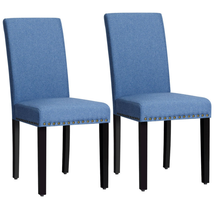 Set of 2 Fabric Upholstered Dining Chairs with Nailhead