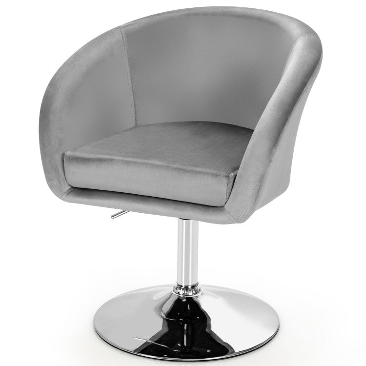 360-Degree Swivel Accent Chair with Round-Back and Chrome Frame for Makeup