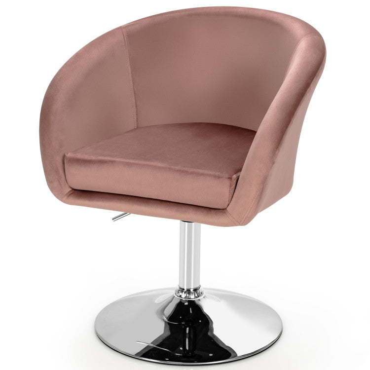 360-Degree Swivel Accent Chair with Round-Back and Chrome Frame for Makeup