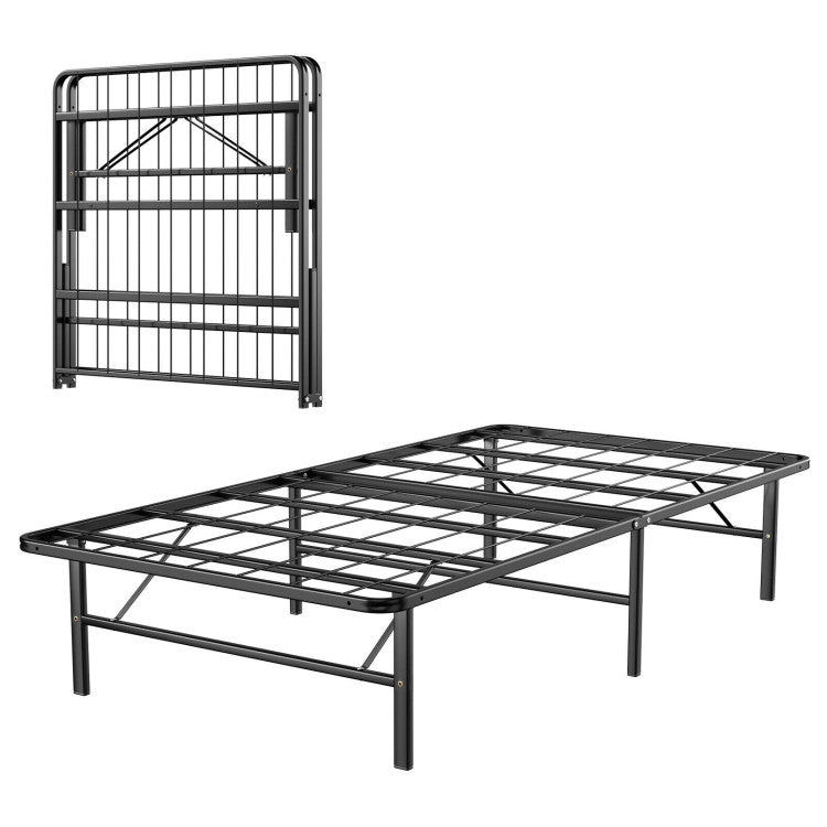 Twin/Full/Queen Size Foldable Metal Platform Bed with Tool-Free Assembly