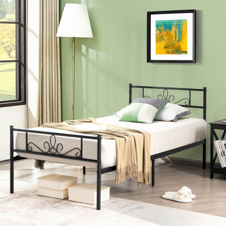 Twin/Full/Queen Size Metal Bed Frame with Headboard and Footboard