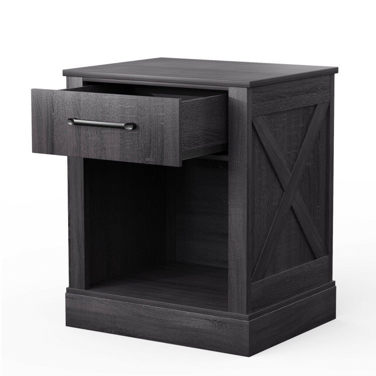Compact Nightstand with Drawer and Open Compartment