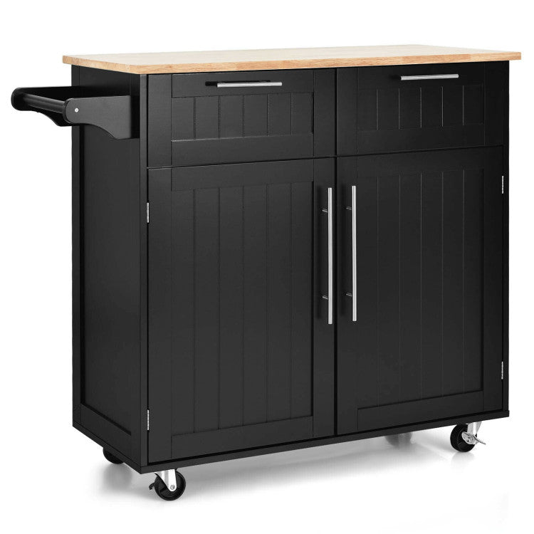 Heavy Duty Kitchen Island Cart on Wheels with Towel Holder and Drawer