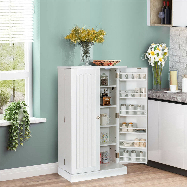 17-Tier Kitchen Pantry Cabinet with 2 Doors and 6 Adjustable Shelves