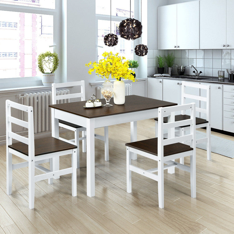 5 Pieces Solid Wood Compact Kitchen Dining Set