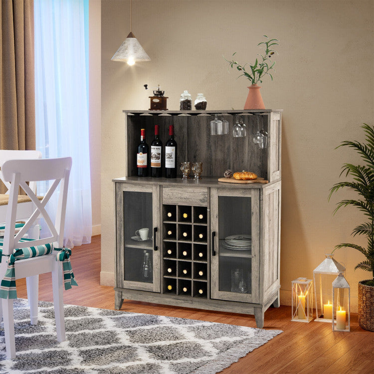 Buffet Hutch Cabinet with Removable Wine Rack for Kitchen