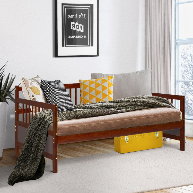 Modern Twin Size Daybed Frame with Wooden Slats Support