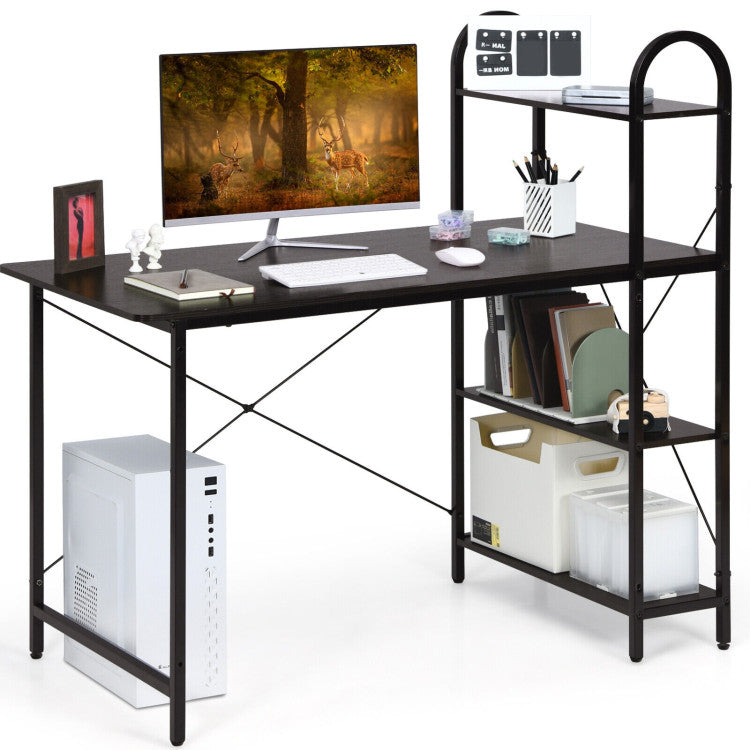 Reversible Computer Desk Study Workstation Home Office 4-Tier Bookshelf