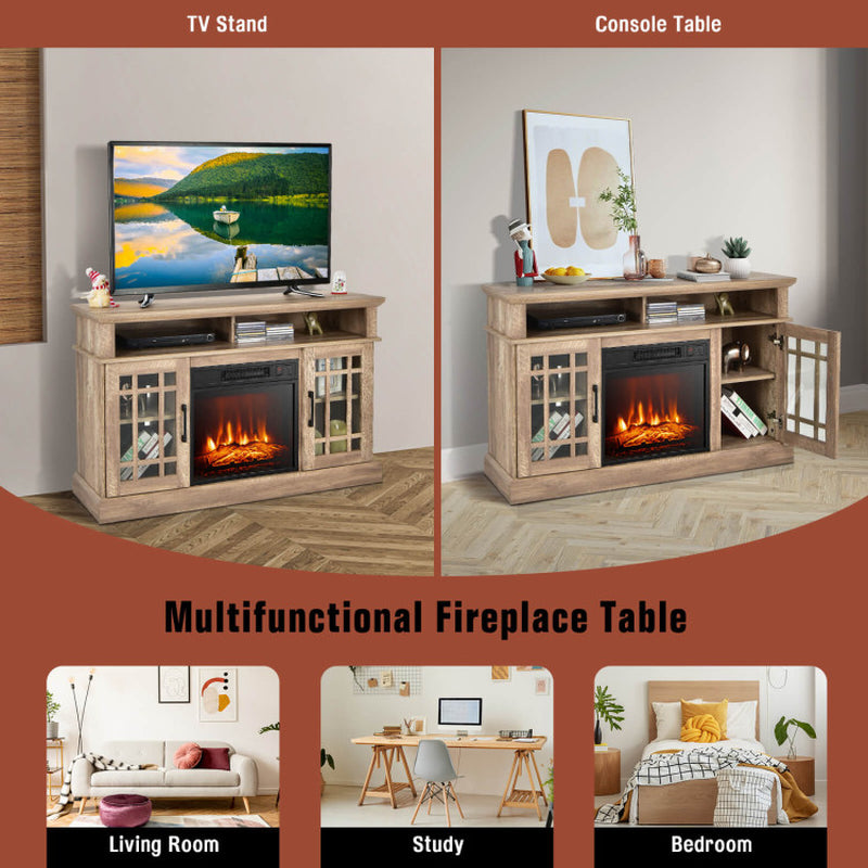 48 Inch Fireplace TV Stand with 18 Inch Fireplace Insert for Tvs up to 55 Inch