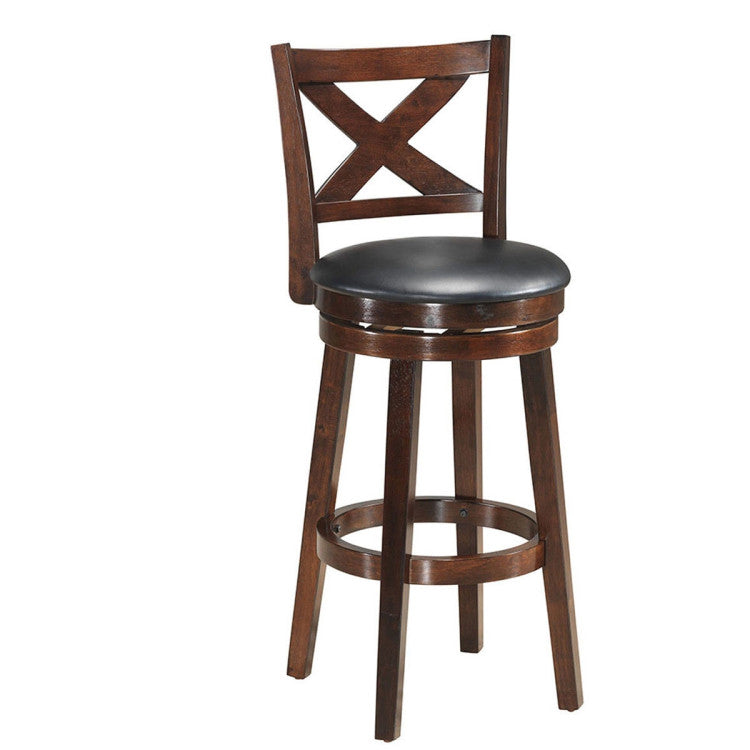 Swivel X-Back Upholstered Counter Height Bar Stool with PVC Cushioned Seat