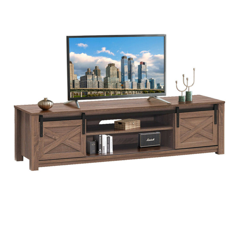 Wooden TV Stand with Sliding Barn Door for Tvs up to 65 Inch