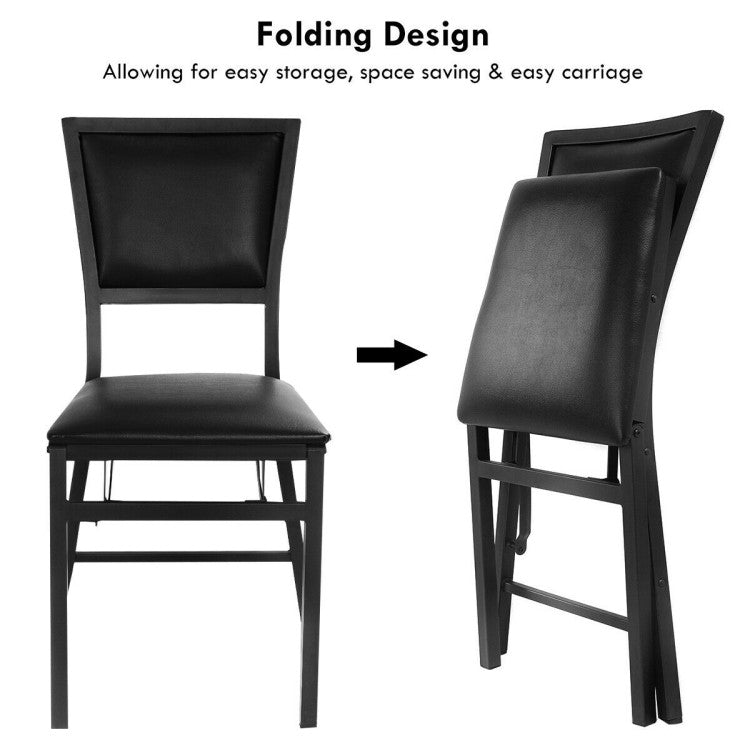 Set of 2 Metal Folding Dining Chair with Padded Seats for Small Room