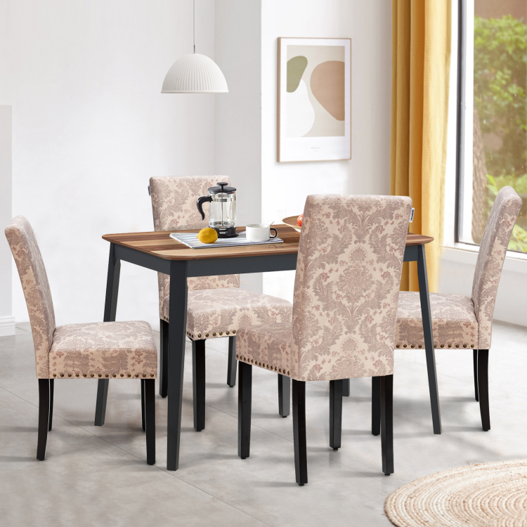 Set of 2 Fabric Upholstered Dining Chairs with Nailhead