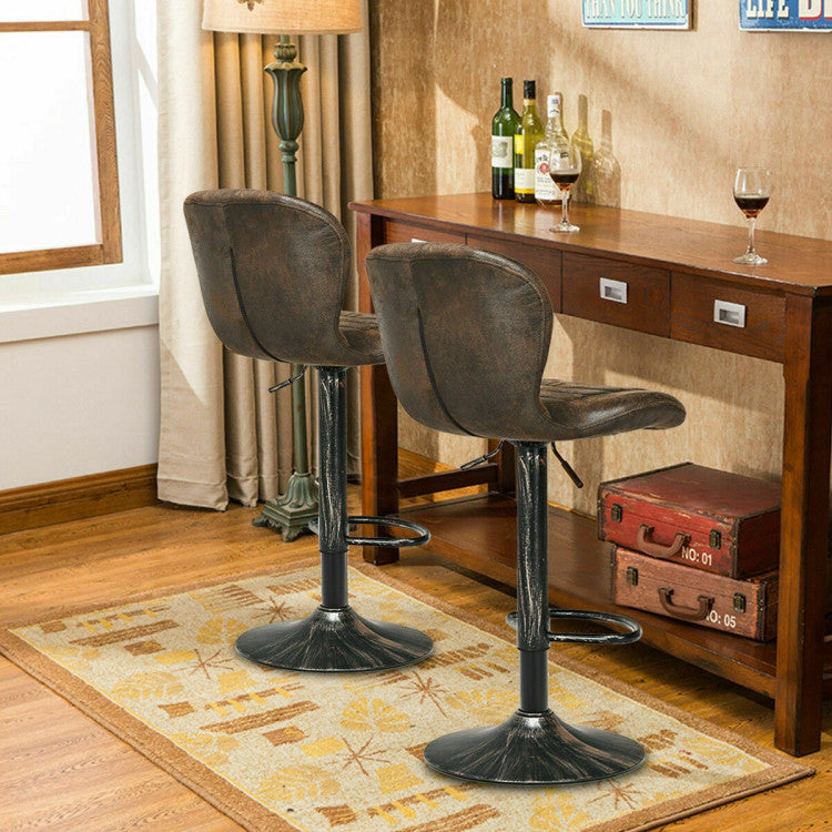 Set of 2 Adjustable Swivel Hot-Stamping Cloth Bar Stools