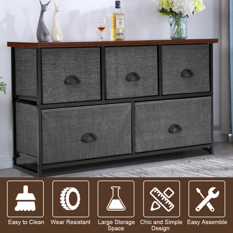 Dresser Storage Tower with 5 Foldable Cloth Storage Cubes