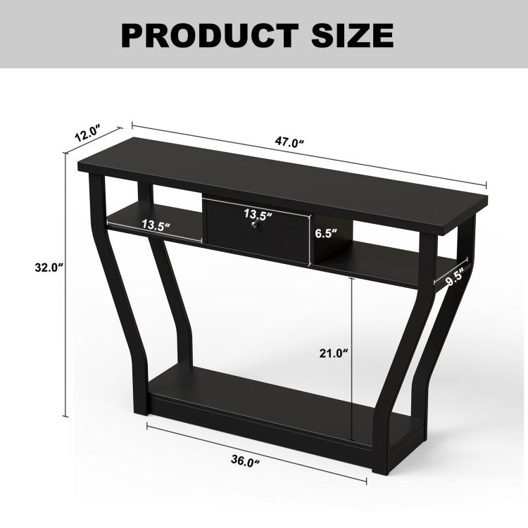 Console Hall Table with Storage Drawer and Shelf