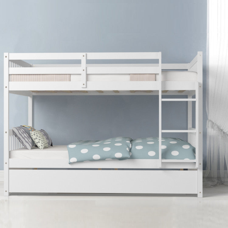 Full over Full Bunk Bed Platform Wood Bed with Ladder