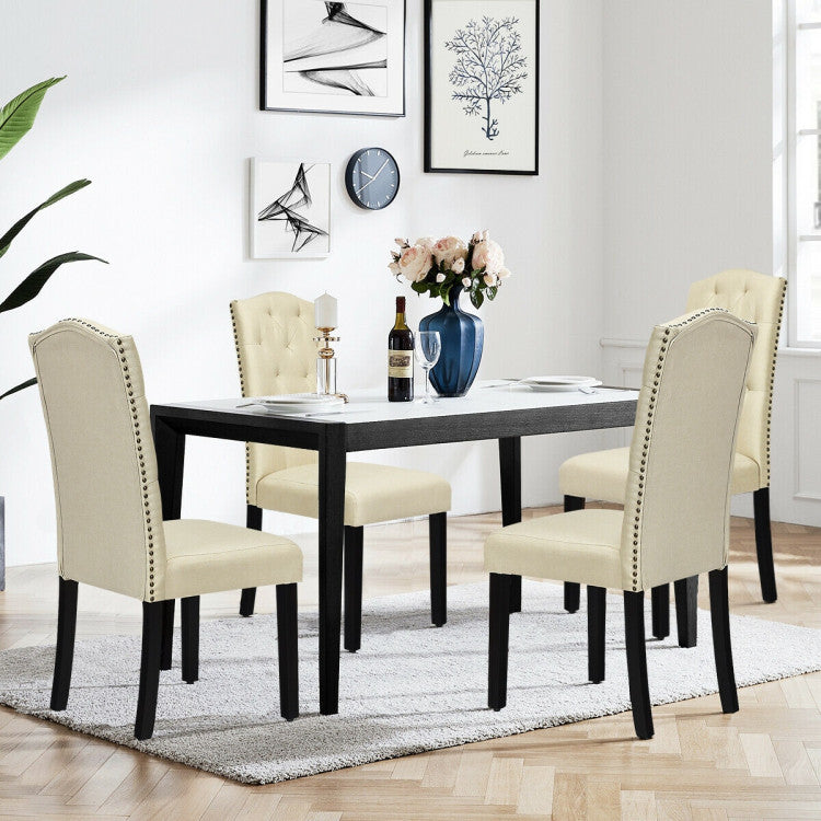 Set of 2 Modern Armless Tufted Kitchen Dining Chairs with Padded Seat