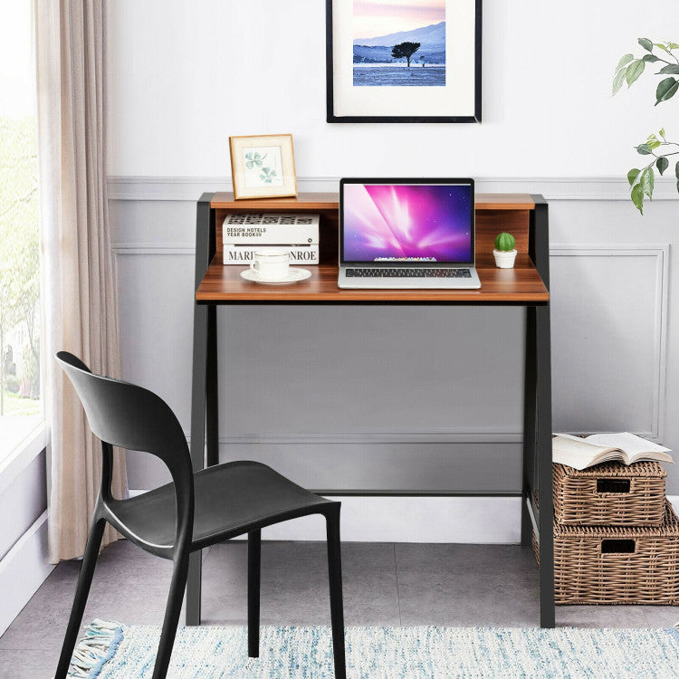 2 Tier Small Computer Desk with Sturdy Frame for Small Place